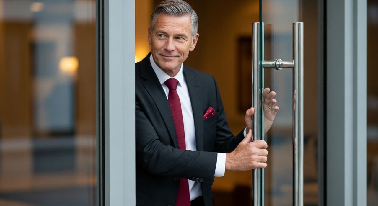 Well-dressed gentleman entering a luxury venue - sugar daddy lifestyle and mentorship